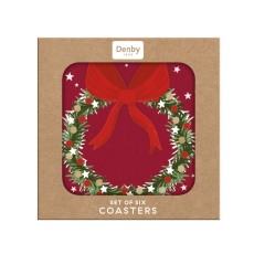 Denby Joy Wreath Round Set Of 6 Coasters