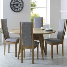 Stefan Compact Round Extending Dining Table & 4 Stefan High Back Dining Chairs
