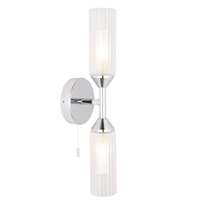 Ribbed & Frosted Chrome Effect Double Wall Light