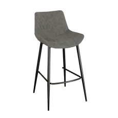 Silver Bar Stool Antique Grey PU