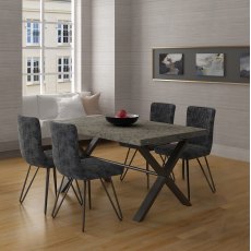 Fuji 150cm Dining Table In Stone & Four Dining Chairs