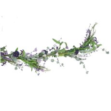 Gisela Graham Purple/Lilac Flower and Green Mixed Leaf Garland