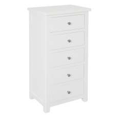 Hamilton 5 Drawer Narrow Chest White