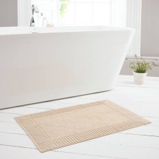 Anti Slip 100% Cream Cotton Bath Mat- Long Bath Mat - 50 x 80 cm 1