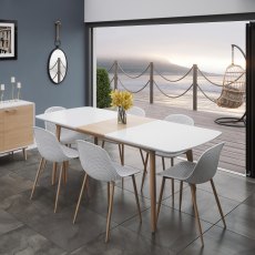 Positano Extending Dining Table 160-200cm & Six Light Grey Dining Chairs