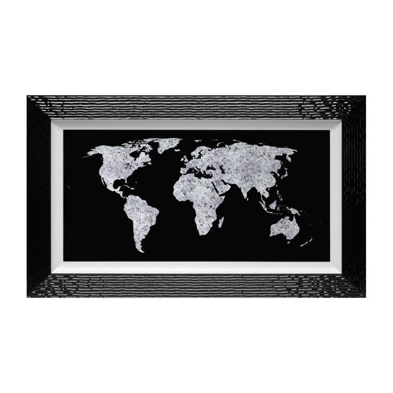 Terra Black & Silver Liquid Art Framed Picture