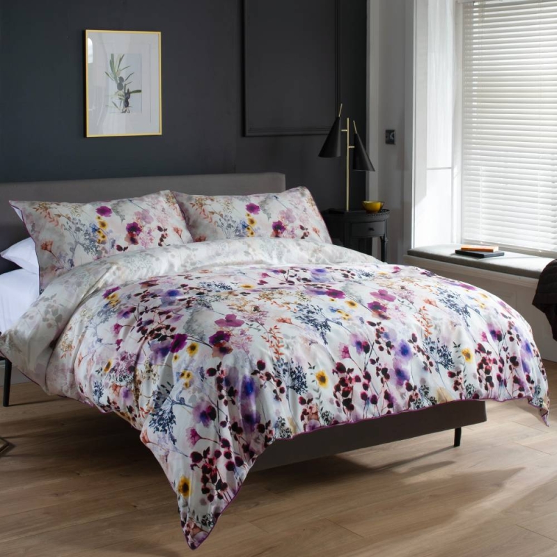 Watercolour Floral Duvet Set Super King Lavender - Glasswells