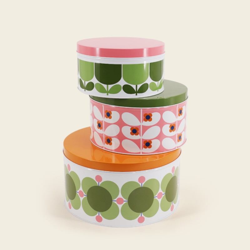 Orla Kiely Set of 3 Nesting Cake Tins in Bubblegum/Basil