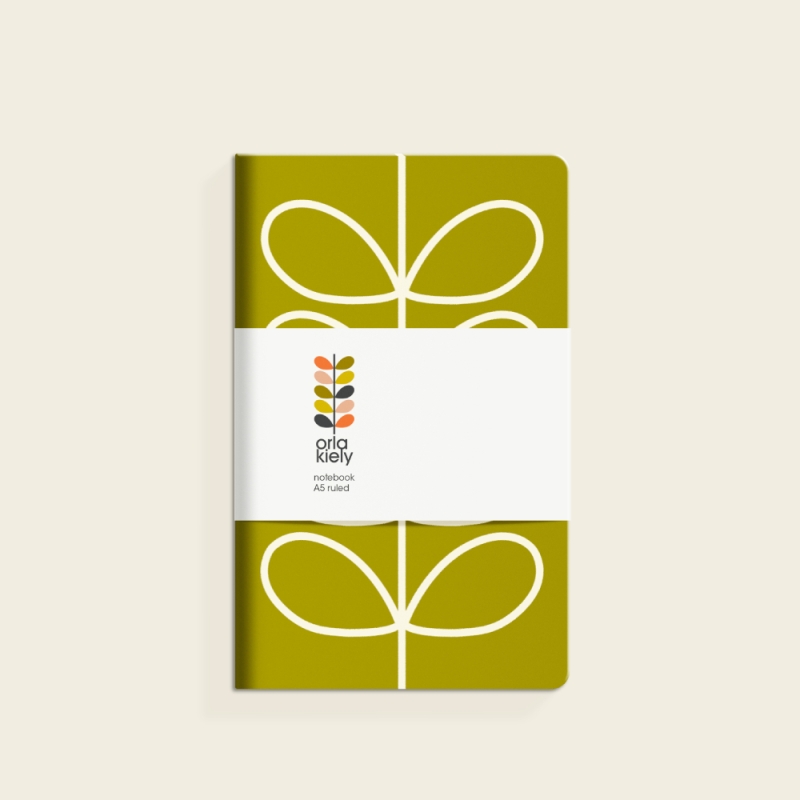 Orla Kiely Small Linear Stem Notebook in Olive