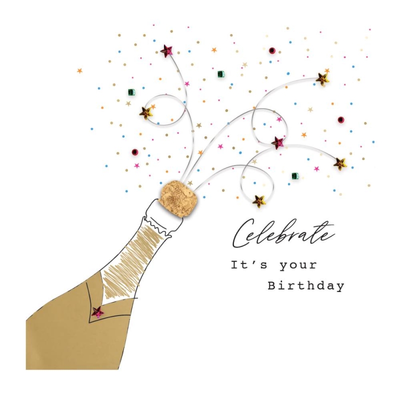 Champagne Bottle - Birthday Card