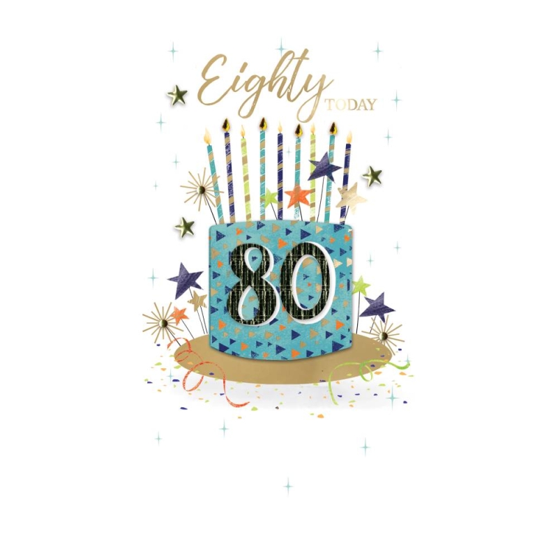 80th Cake - Birthday Card