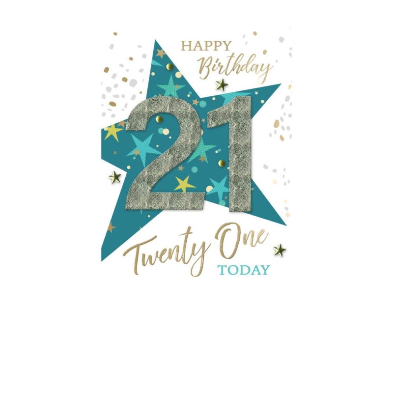 21st Stars - Birthday Card