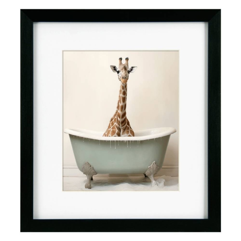 Bathroom Joy I Giraffe Framed Print