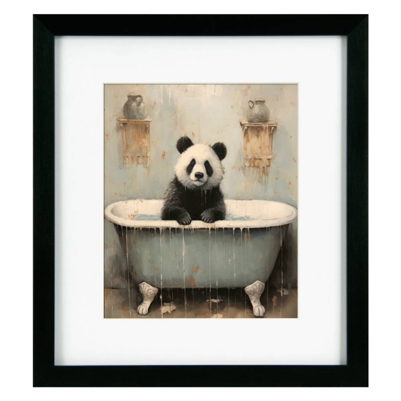 Bathroom Joy II Panda Framed Print