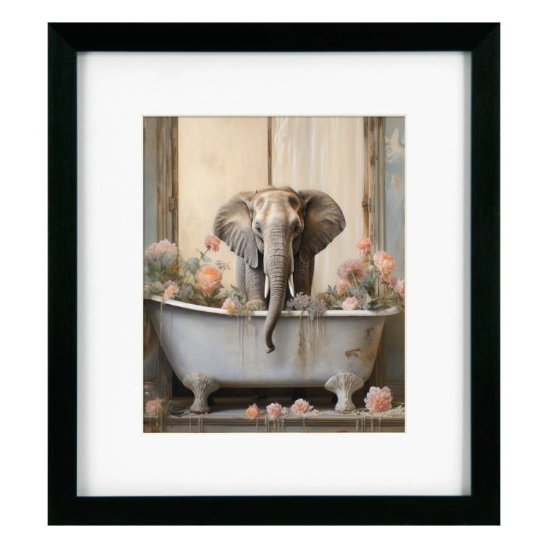 Bathroom Joy III Elephant Framed Print