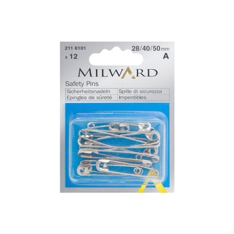 Safety Pins Silver 28, 40, 50mm