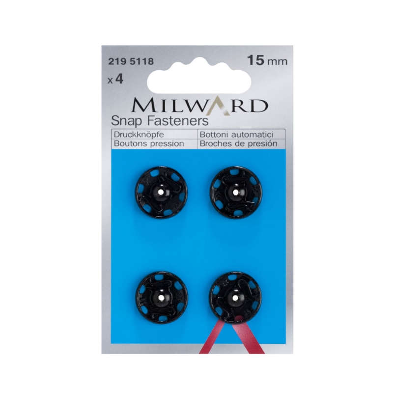 Snap Fasteners Black 15mm