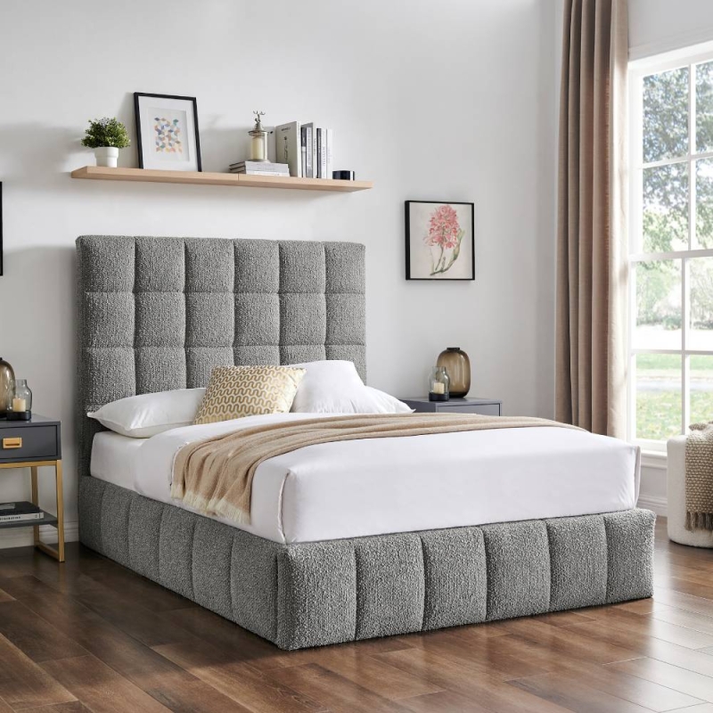 Skyla Ottoman Bed Frame Square Dove Grey Boucle