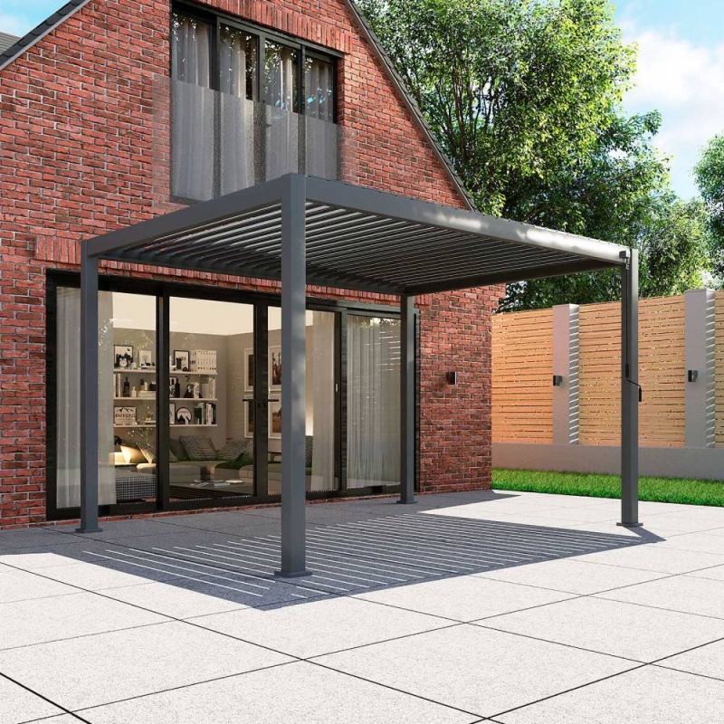 Helios 4m x 3m Rectangular Aluminium Pergola - Slate Grey