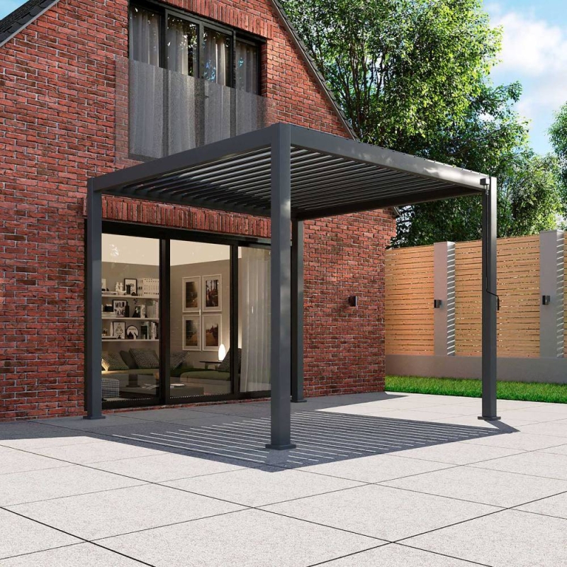 Helios 3m Square  Aluminium Pergola - Slate Grey