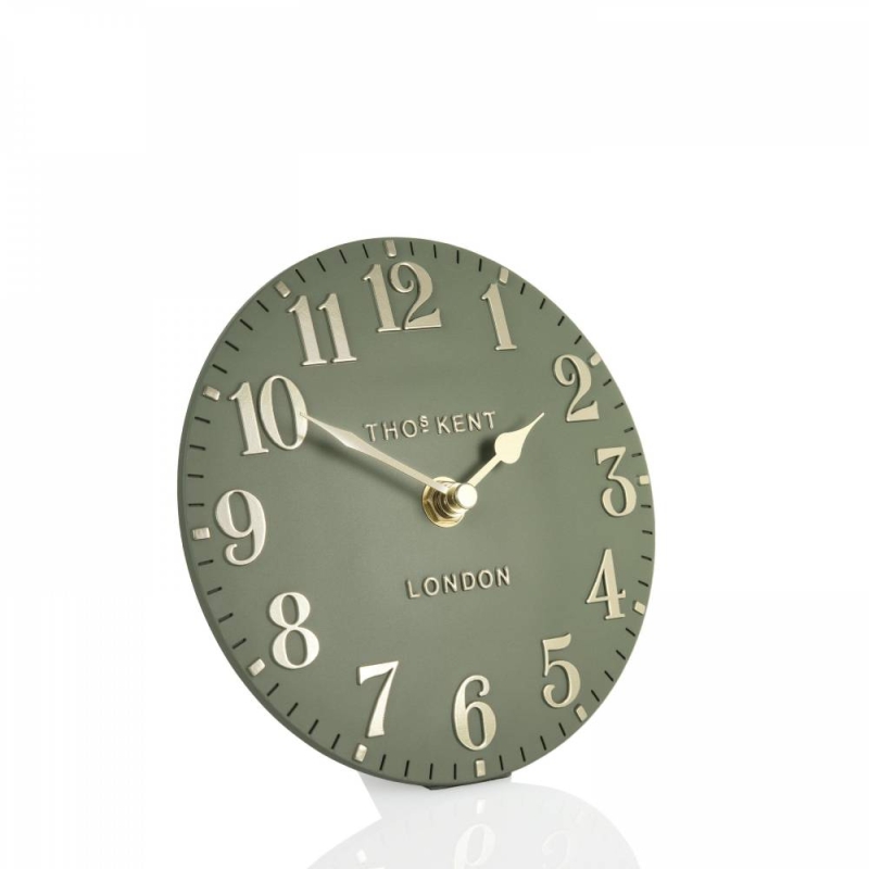 Thomas Kent 6" Arabic Mantel Clock Lichen Green