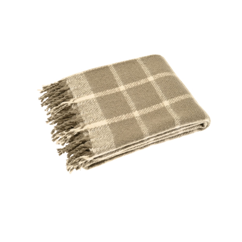 Faux Mohair Chequered Throw Natural