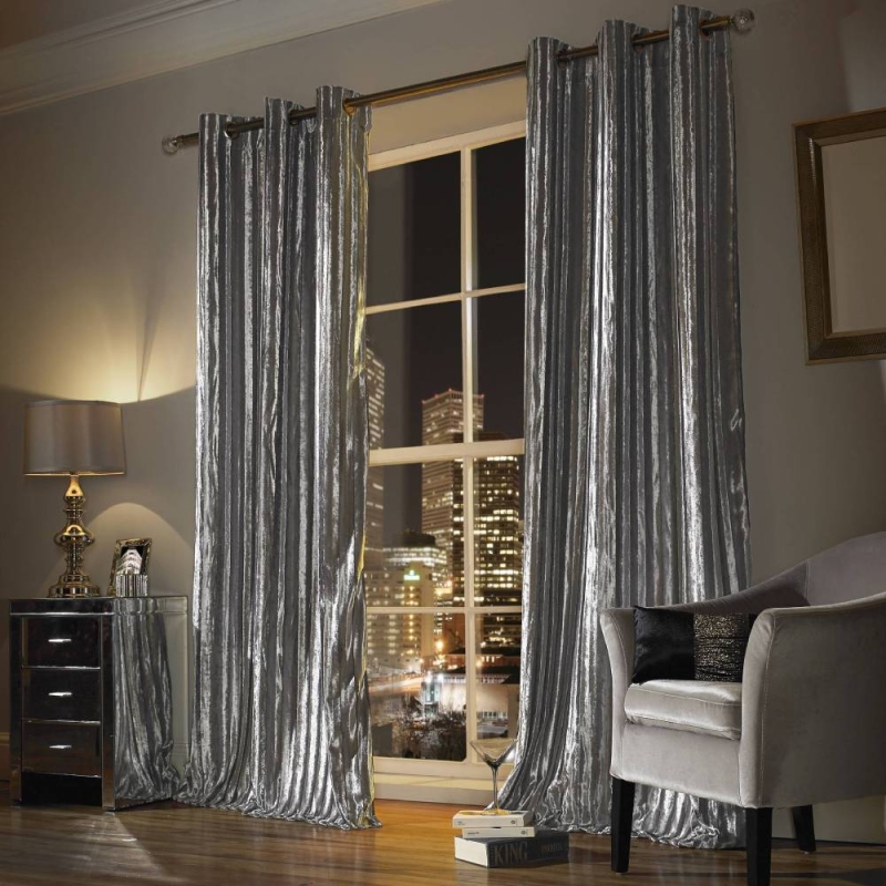 Iliana Eyelet Headed Curtains Silver