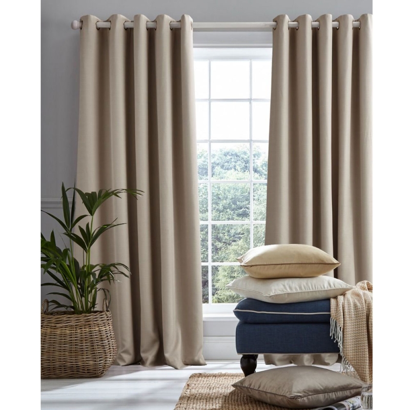 Laura Ashley Stephanie Readymade Curtains Natural