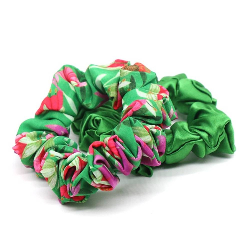 POM Floral and Green Scrunchie 2Pk