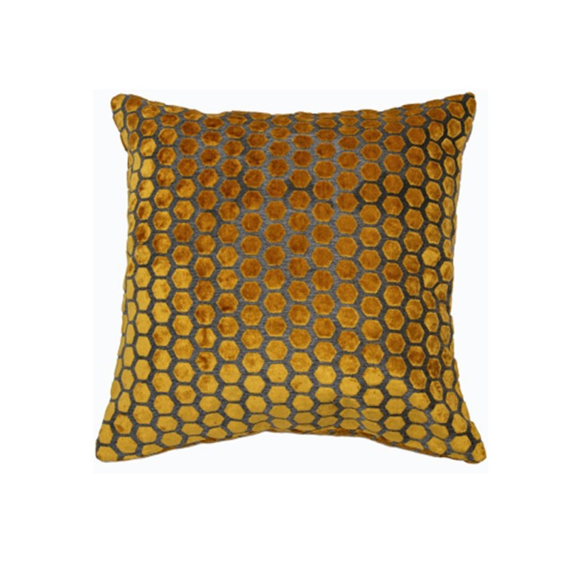 Jorvik 43cm Small Hex Velvet Cushion Gold