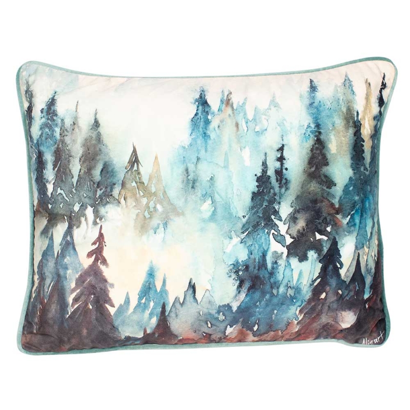 misty frosty trees cushion