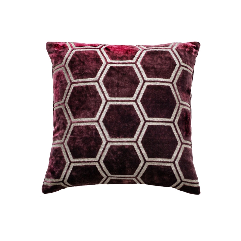 Ivor Velvet 43cm Cushion Aubergine