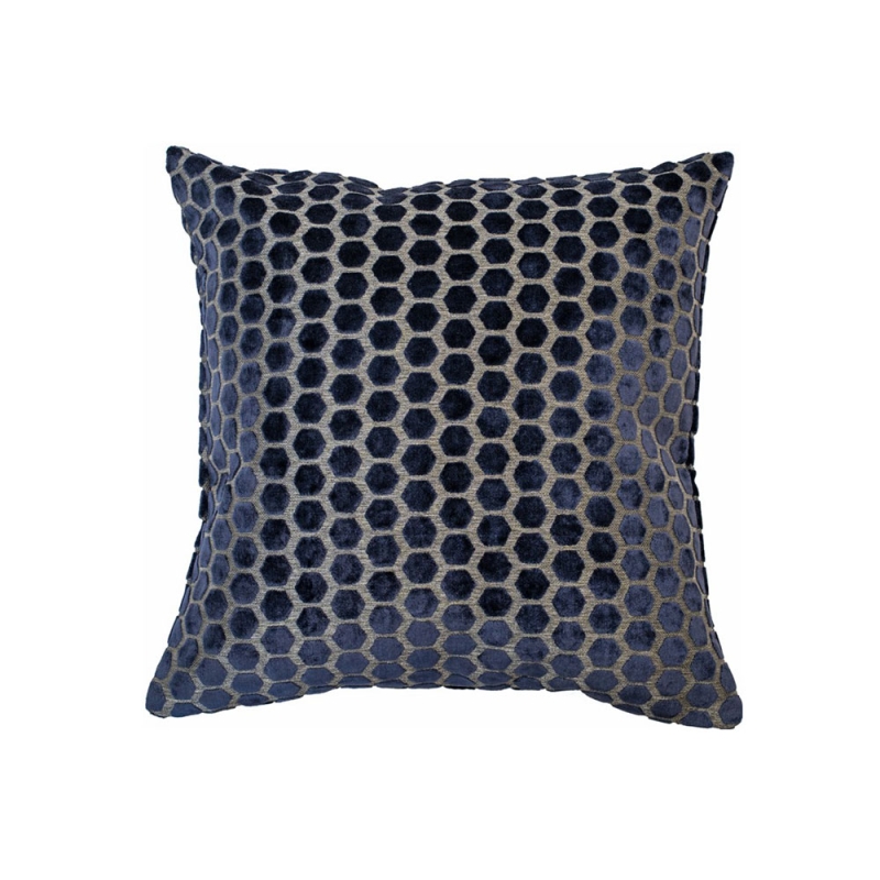 Jorvik 43cm Small Hex Velvet Cushion Navy