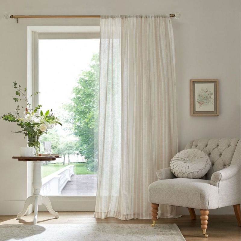 Laura Ashley Awning Stripe Slot Top Voile Natural