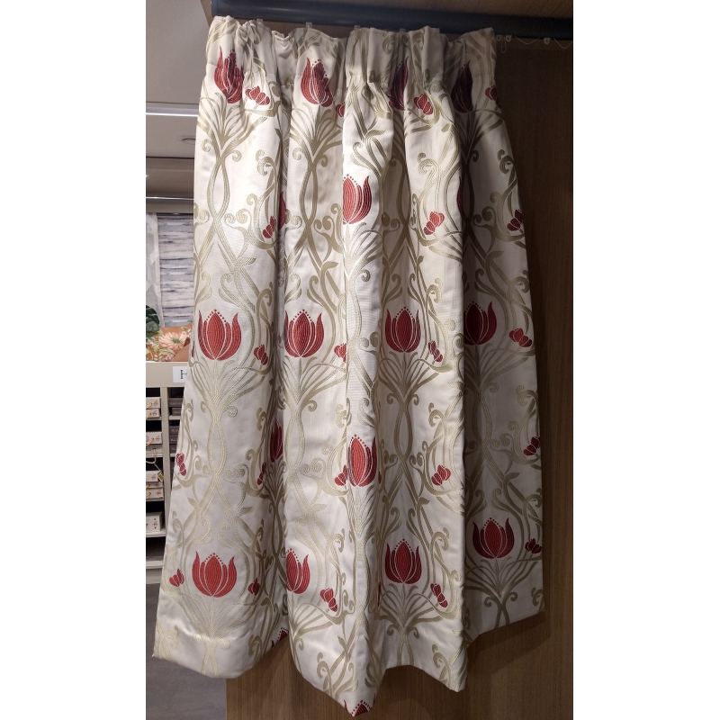 Pair of Pencil Pleat Curtains In Lalique Ruby (Ipswich)