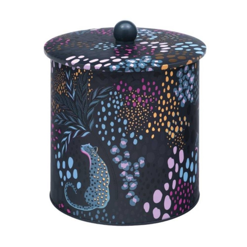 Sara Miller Midnight Leopard Biscuit Barrel 