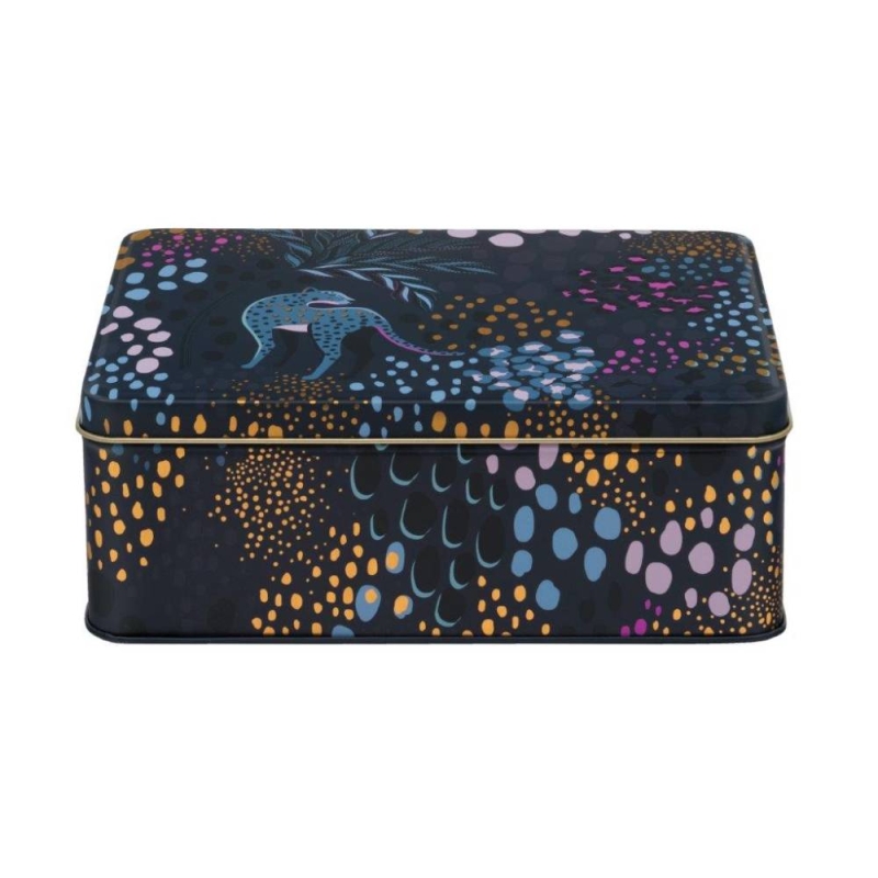 Sara Miller Midnight Leopard Deep Rectangular Tin