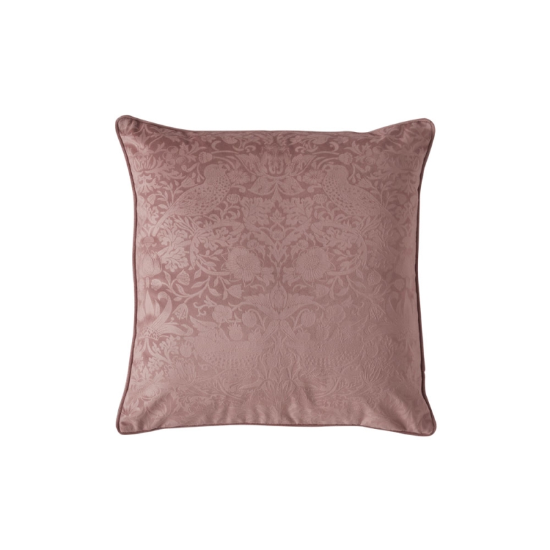 William Morris At Home Strawberry Thief Embossed Cushion Tearose