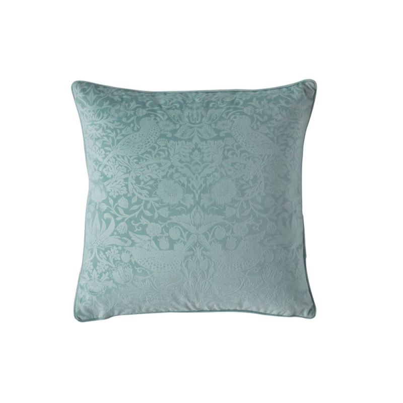 William Morris At Home Strawberry Thief Cushion Seafoam