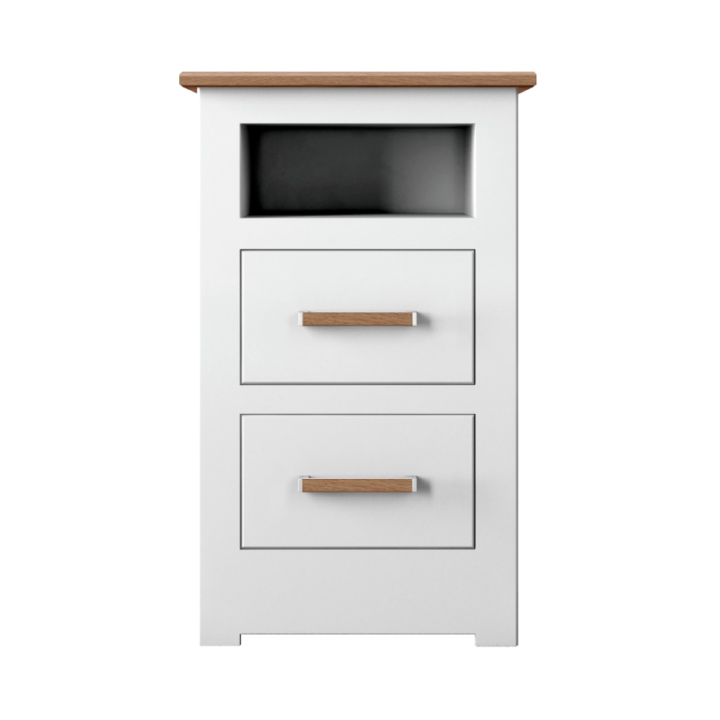 Milton Small 2 Drawer Open Shelf Bedside