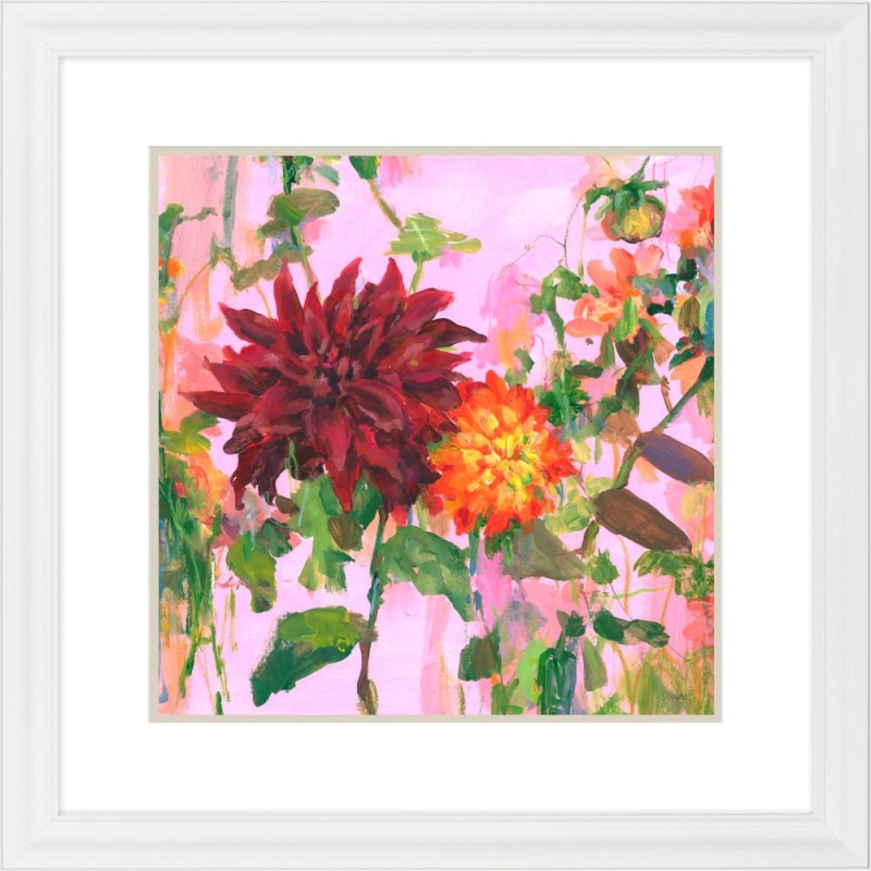 Dusky Dahlias Large Framed Picture