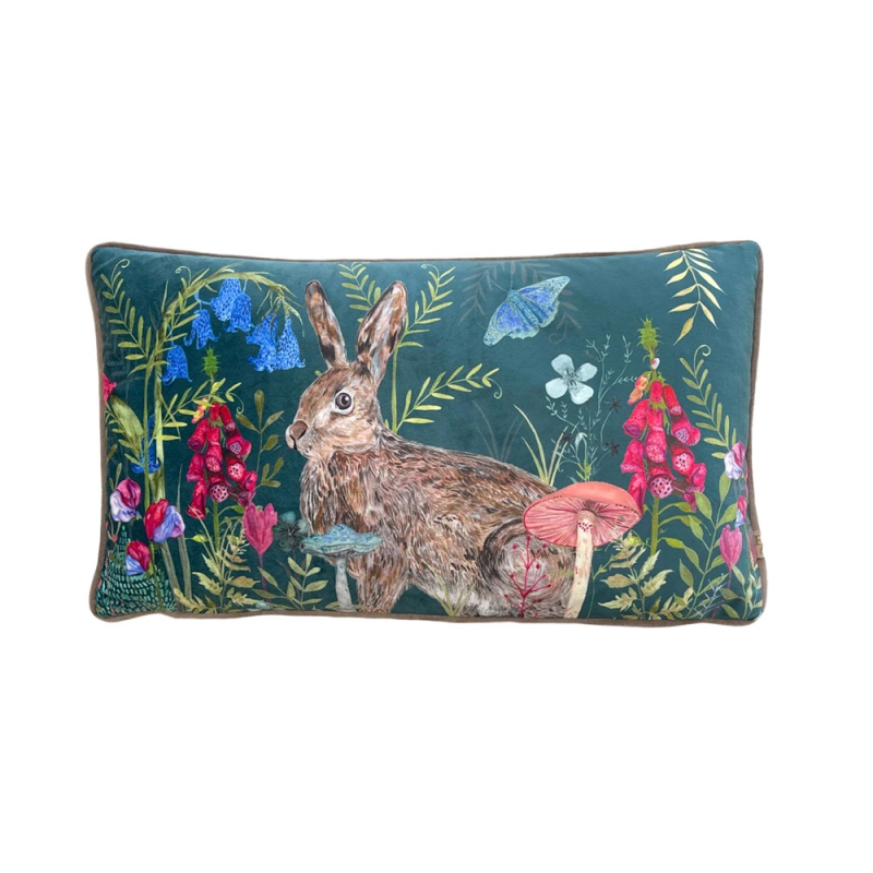 Willow Rabbit 30cm x 50cm Cushion Teal