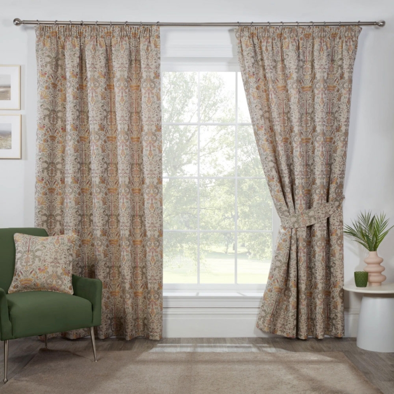 Kyoto Pencil Headed Curtains Lined Natural