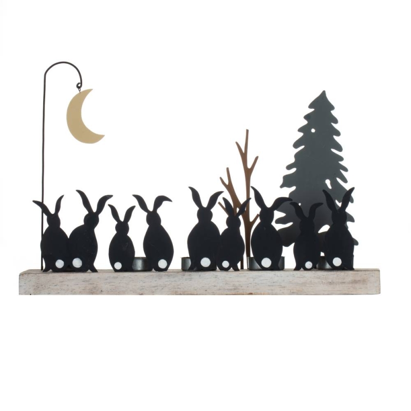 Moon Struck Rabbits Tea Light Holder