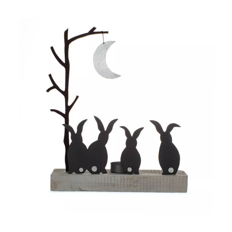 Moon Struck Rabbits Tea Light Holder - Small