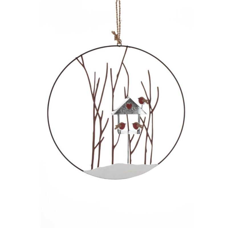 Robin Birdtable Wreath Hanging Decoration