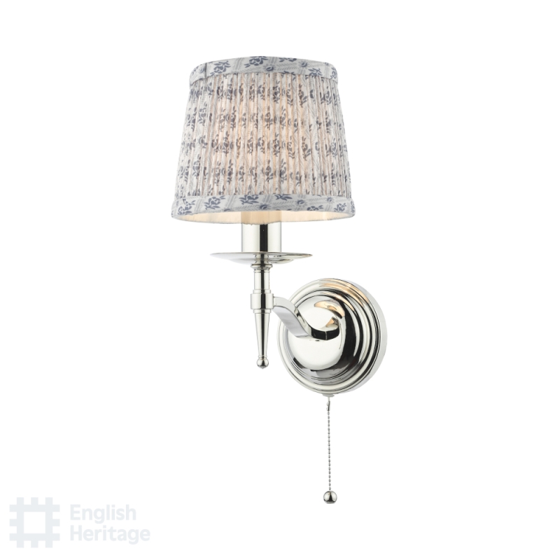 Marble Hill Wall Light Polished Nickel & St John Street Grey Shade 14cm