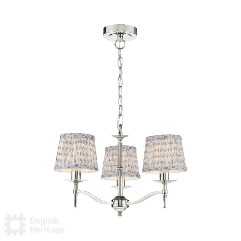 Marble Hill 3 Light Shadelier Polished Nickel & 3 St John Street Grey Shades