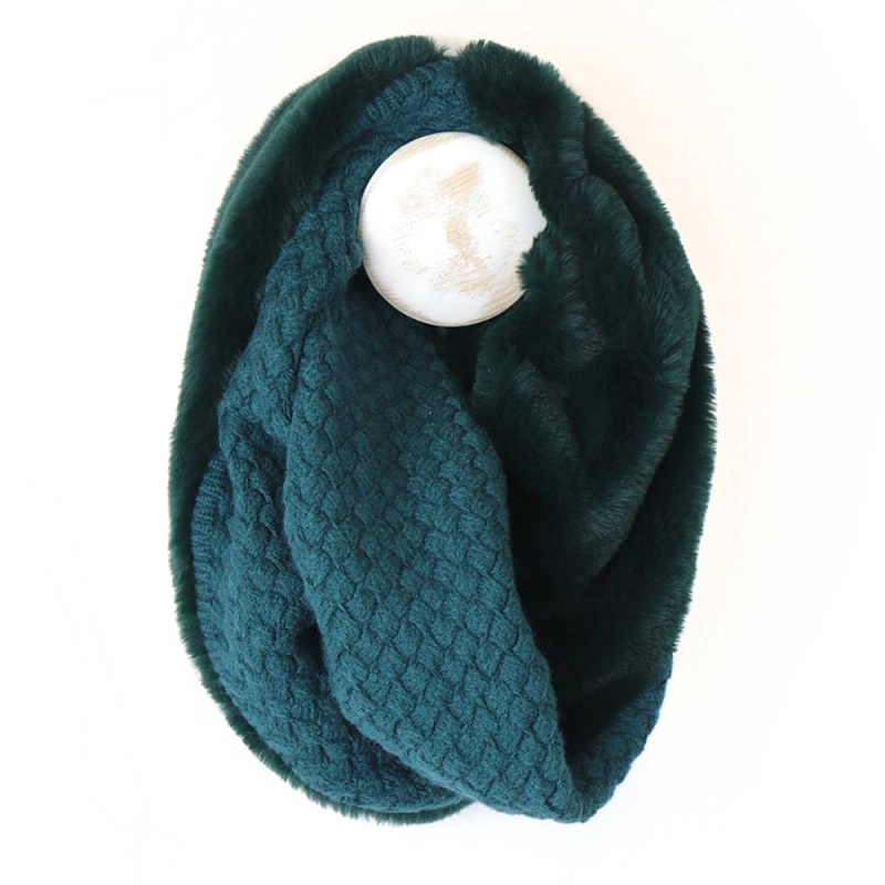 POM Teal Faux Fur and Knit Snood