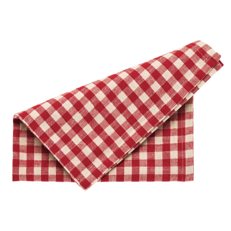 Walton & Co Gingham Napkin Red - Set of 4